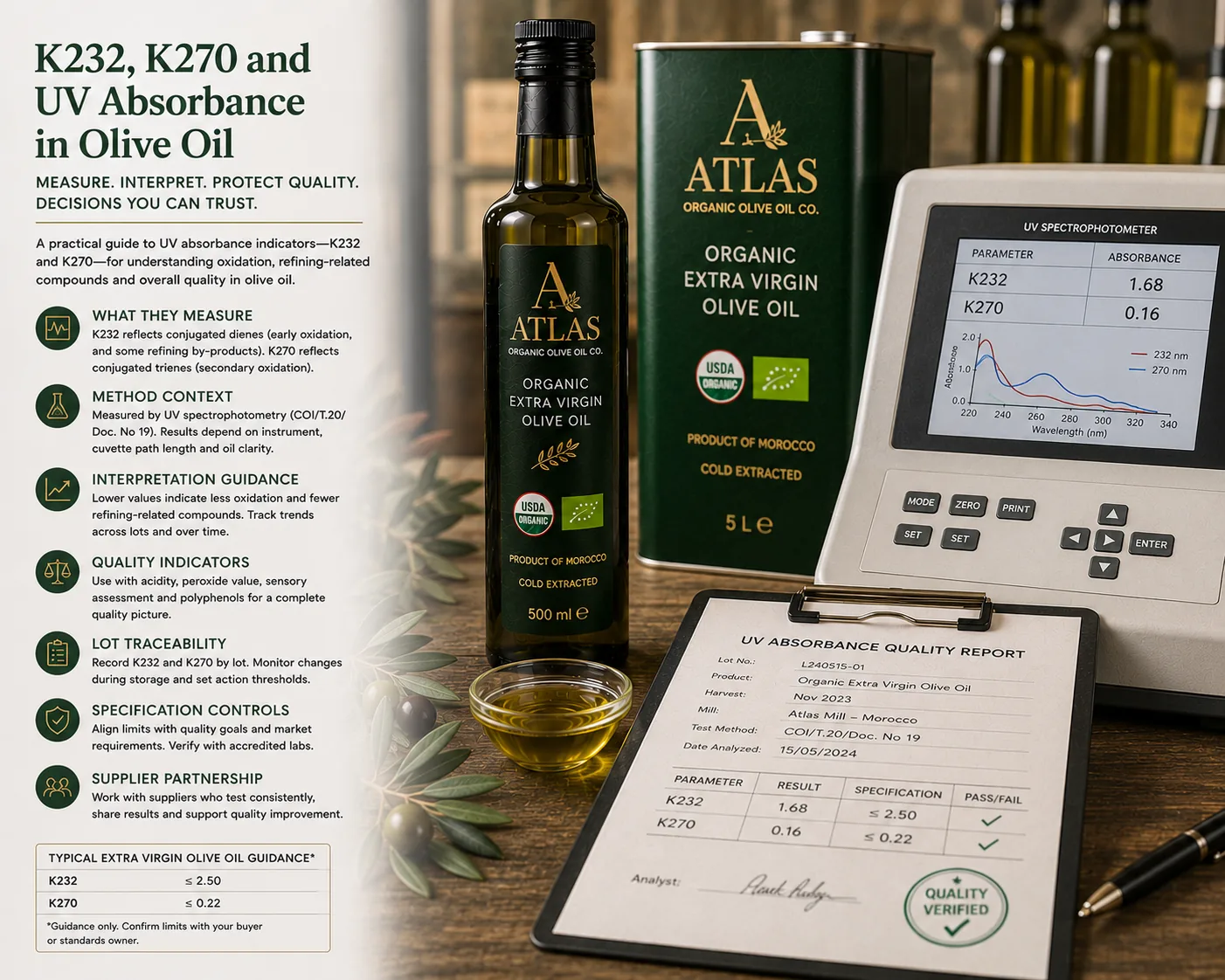 K232, K270 and UV Absorbance in Olive Oil