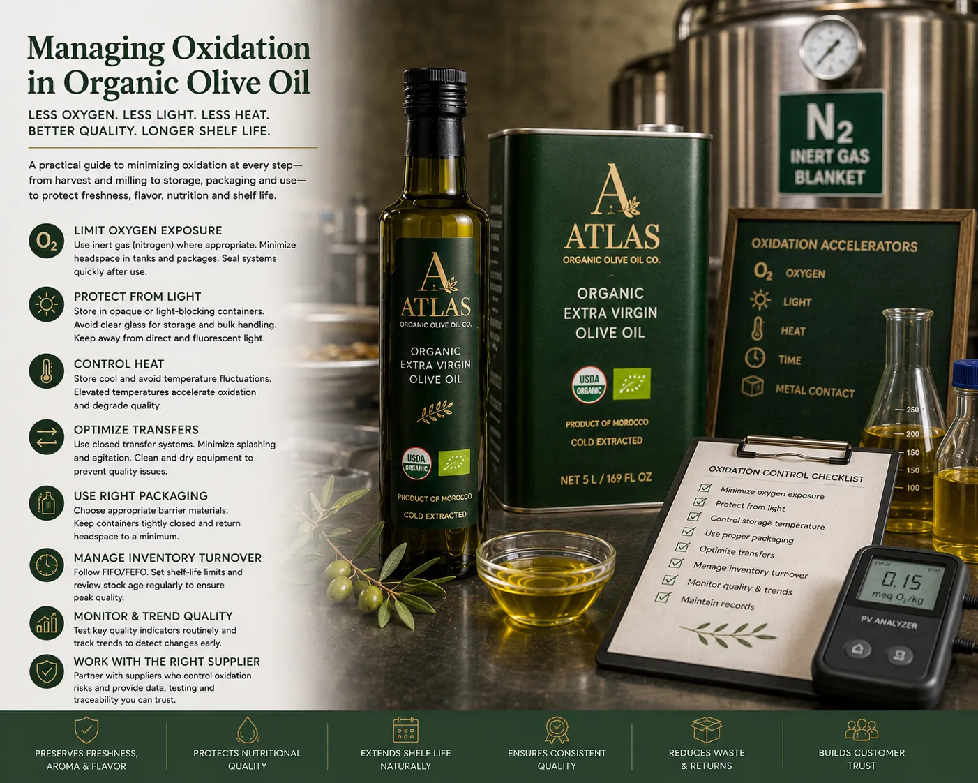Managing Oxidation in Organic Olive Oil