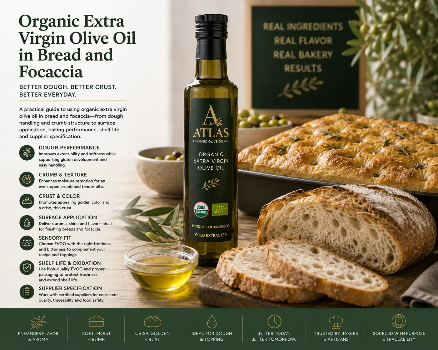 Organic Extra Virgin Olive Oil in Bread and Focaccia