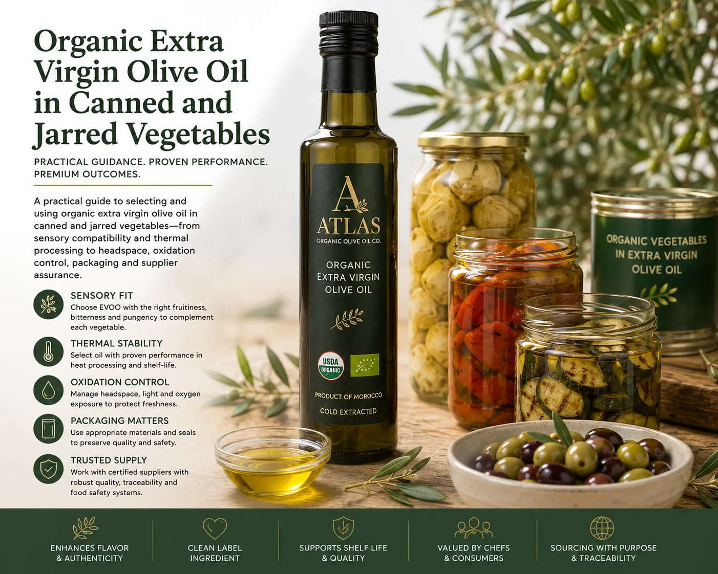 Organic Extra Virgin Olive Oil in Canned and Jarred Vegetables