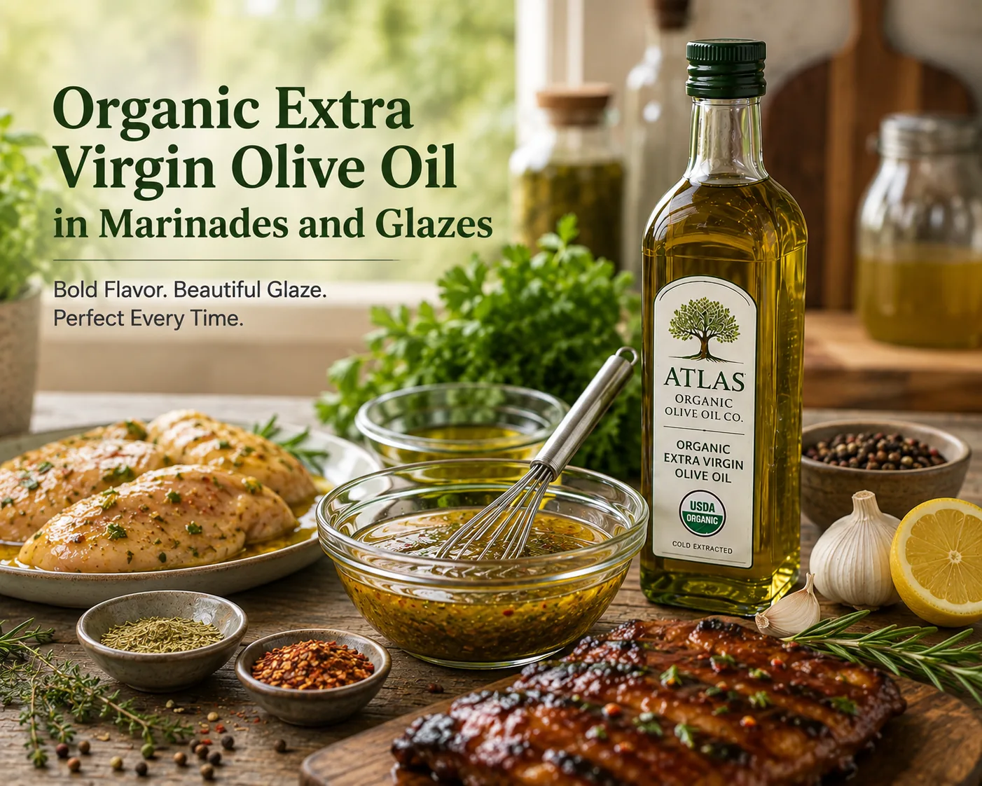Organic Extra Virgin Olive Oil in Marinades and Glazes