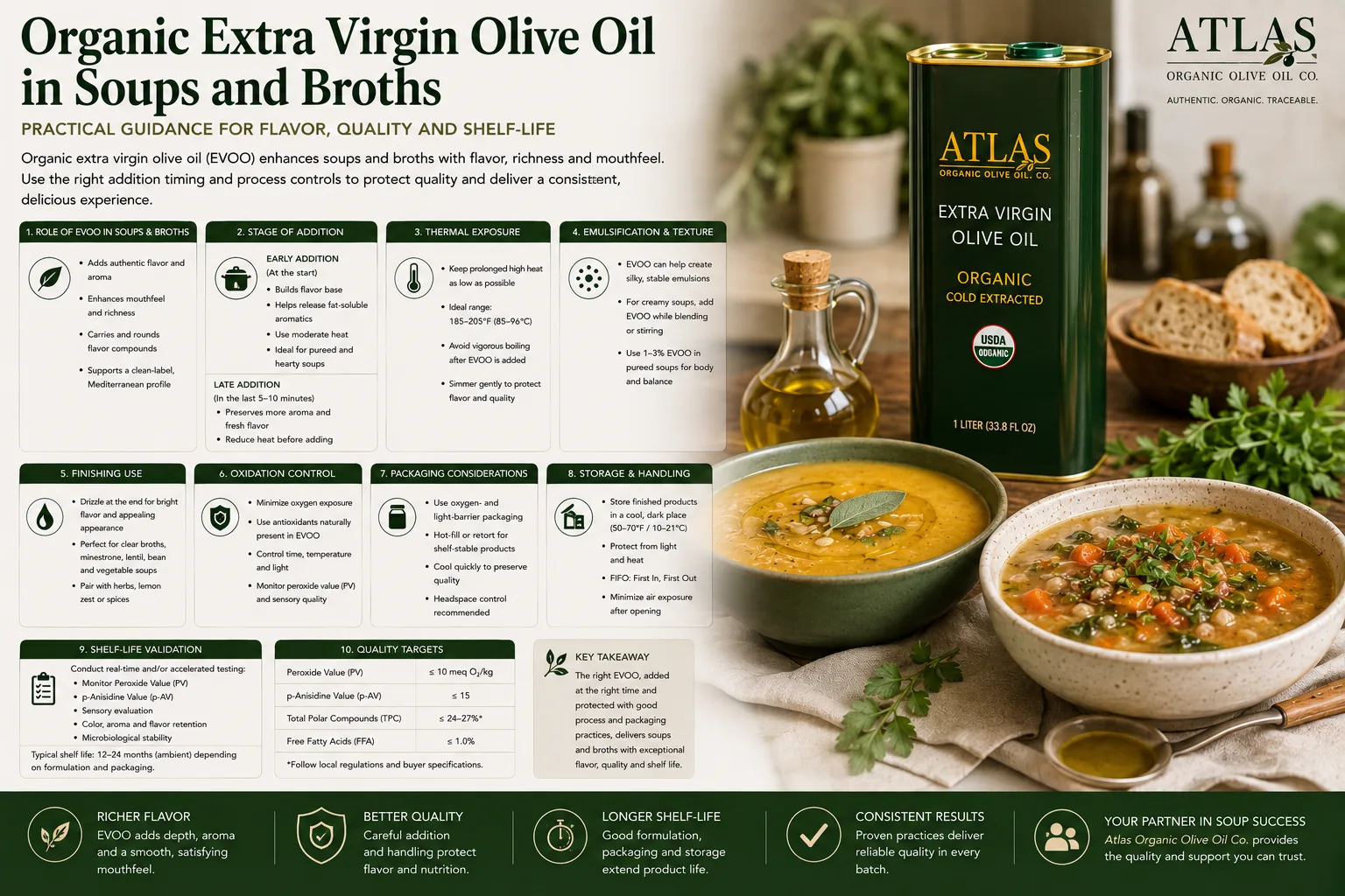 Organic Extra Virgin Olive Oil in Soups and Broths